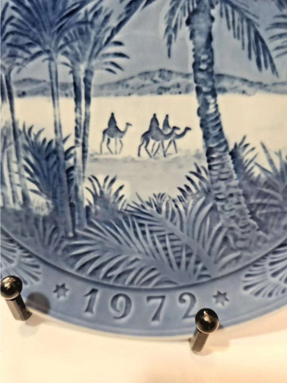 Vtg 1972 Royal Copenhagen Christmas Plate In The Desert Denmark Blue White